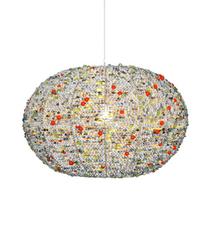 zulu pendant light with wooden & recycled glass beads to match interior design palette